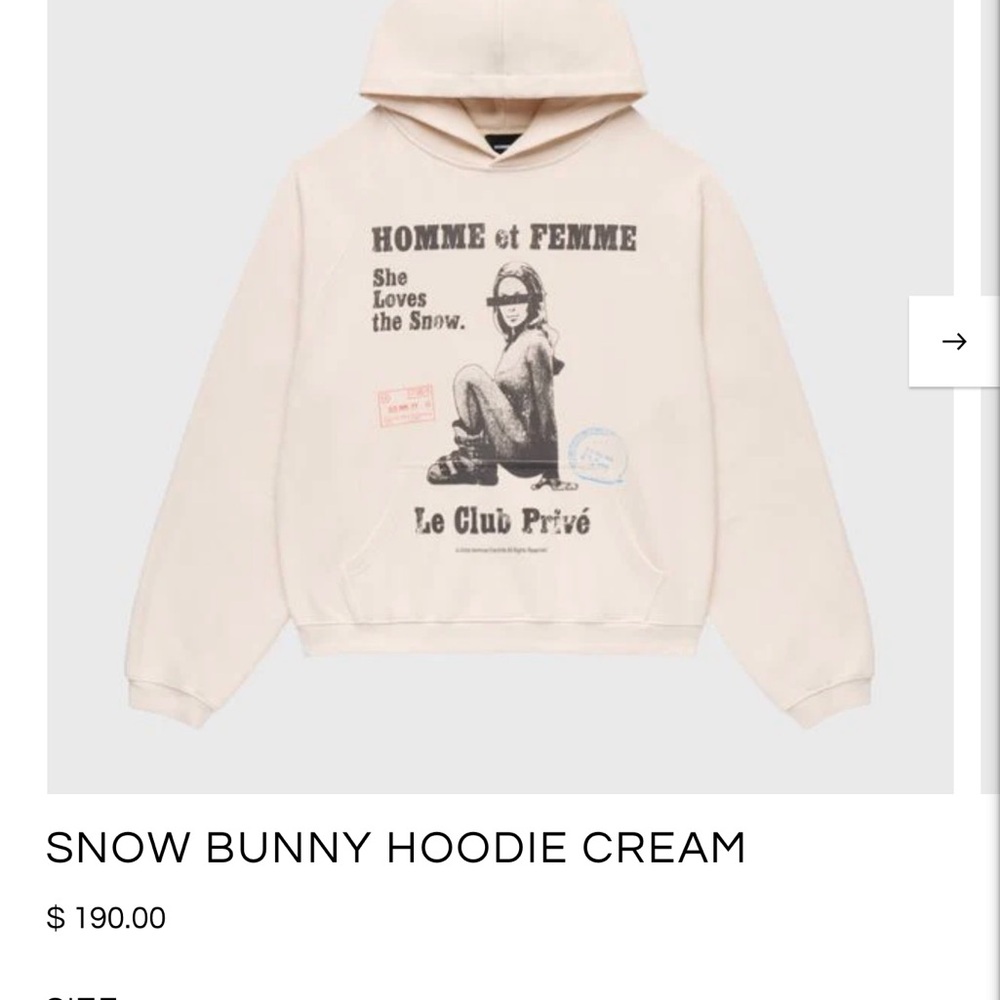 Homme Femme Snow Bunny Cream Courchevel Graphic Hoodie